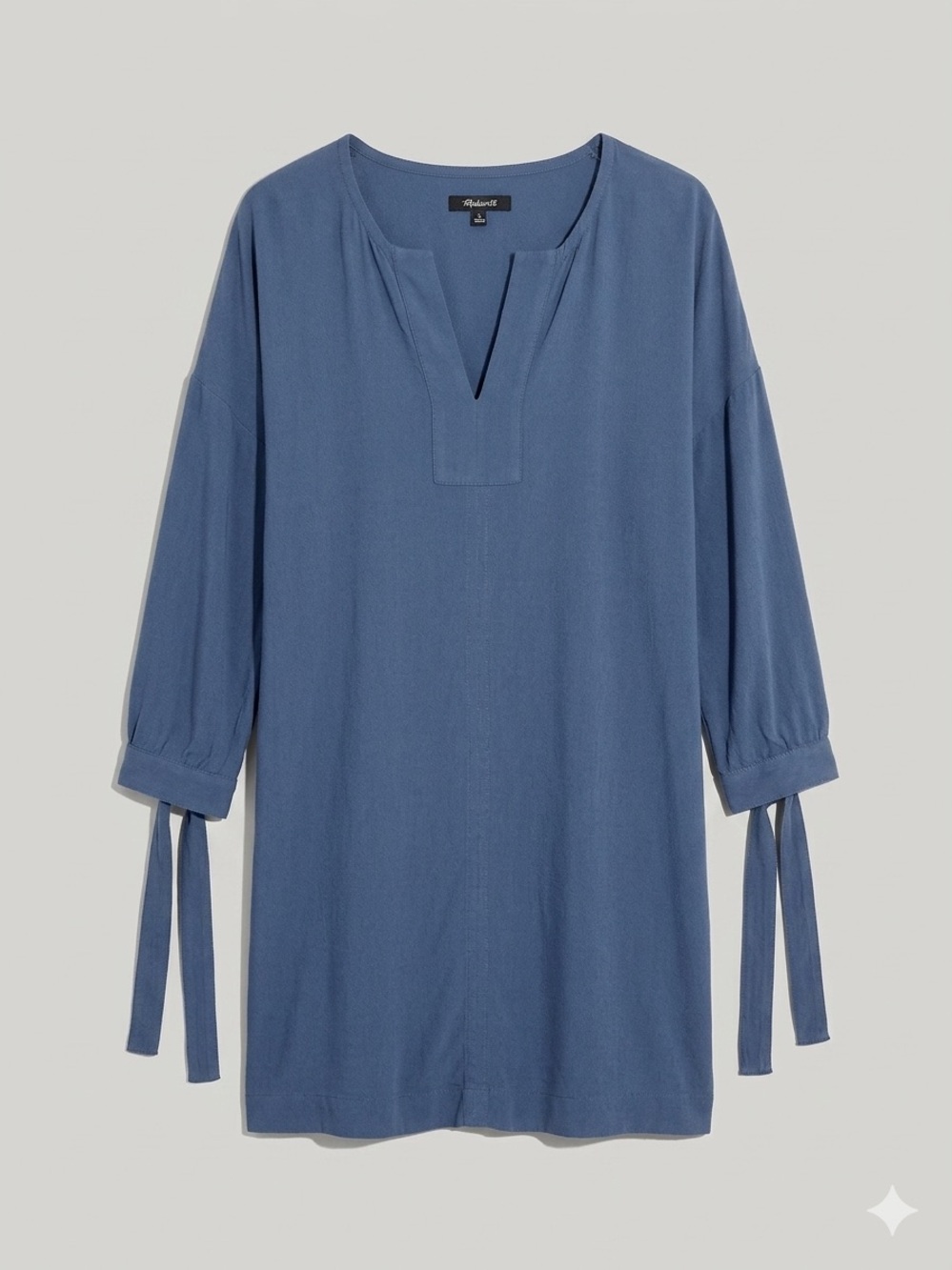 Madewell Blue Split-Neck Tunic with Tie Cuffs